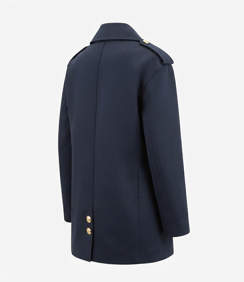 ELISABETTA FRANCHI  płaszcz Scuba Caban relaxed fit granat