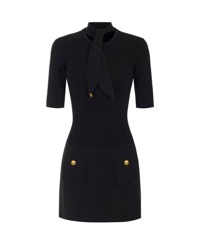 ELISABETTA FRANCHI sukienka dzianinowa mini czarna