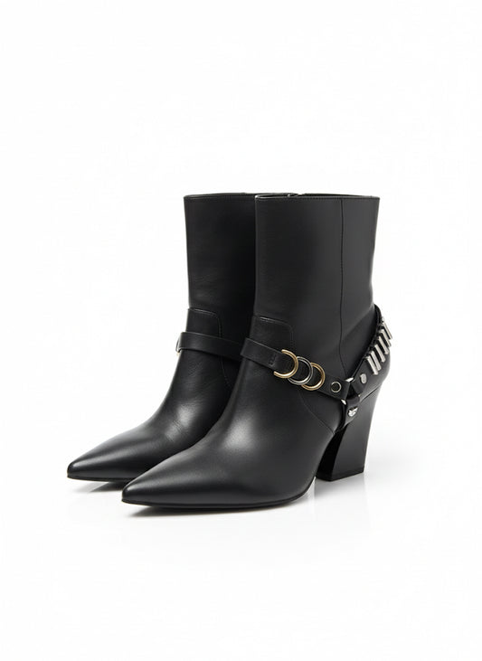 PINKO botki czarne skórzane