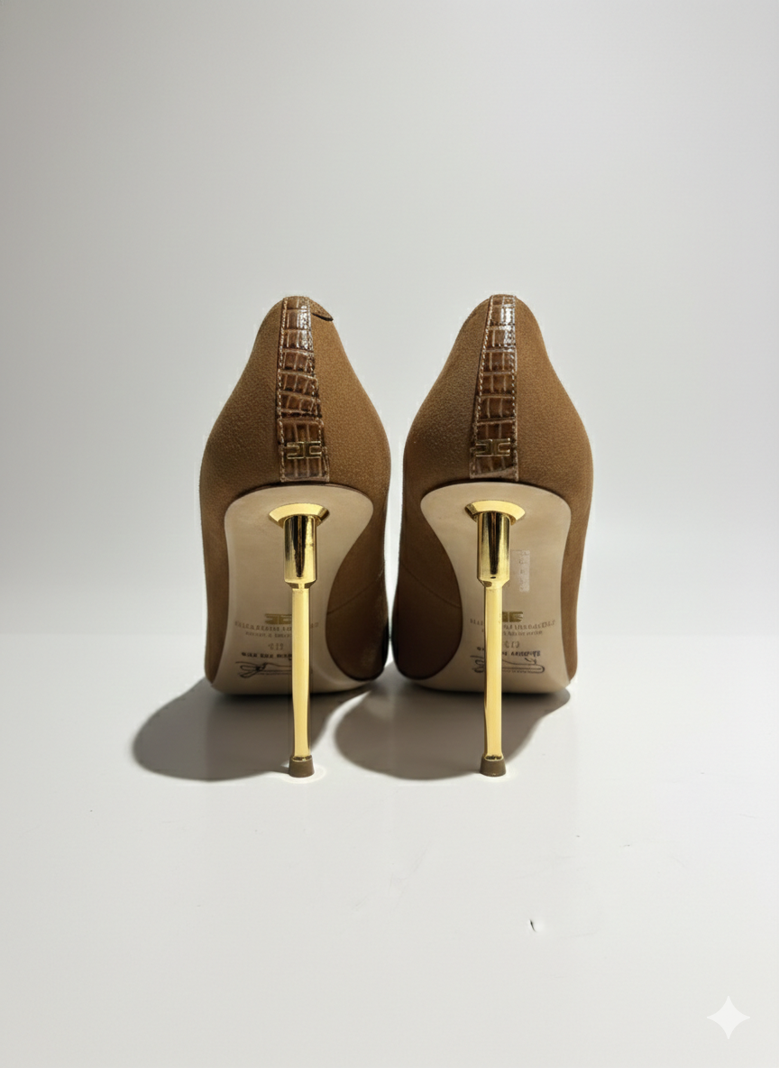 ELISABETTA FRANCHI szpilki zamszowe Sugar Brown