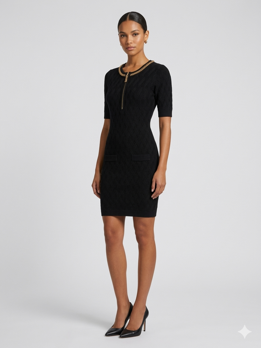ELISABETTA FRANCHI sukienka dzianinowa slim fit