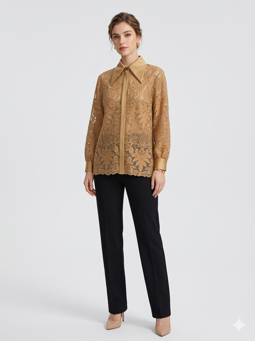 BABYLON koszula koronkowa beżowa