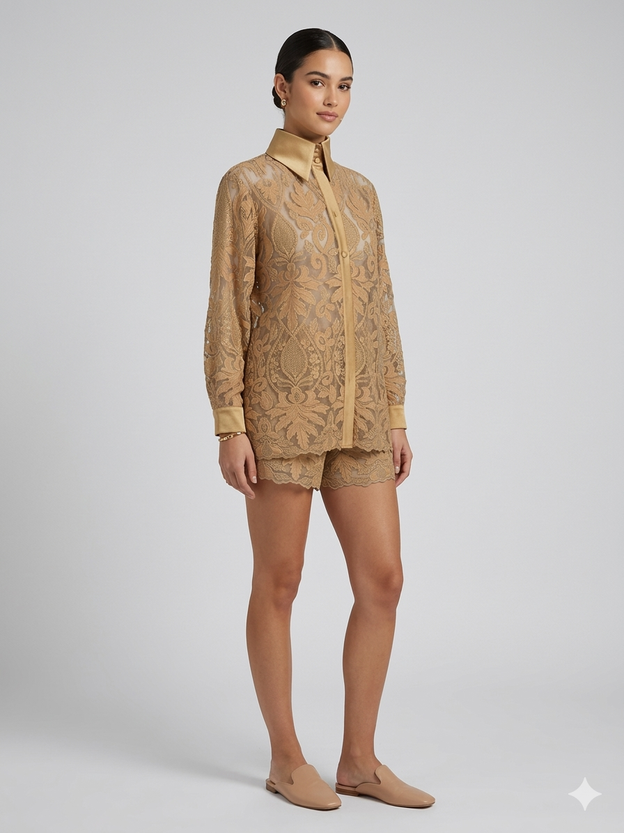 BABYLON spodenki koronkowe beżowe