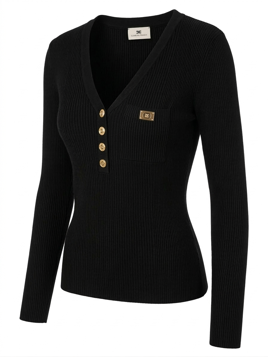 ELISABETTA FRANCHI sweterek dzianinowy czarny