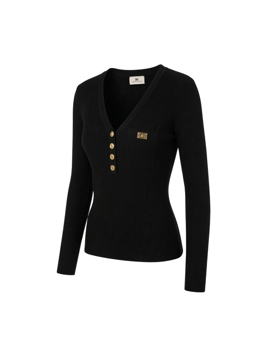 ELISABETTA FRANCHI sweterek dzianinowy czarny