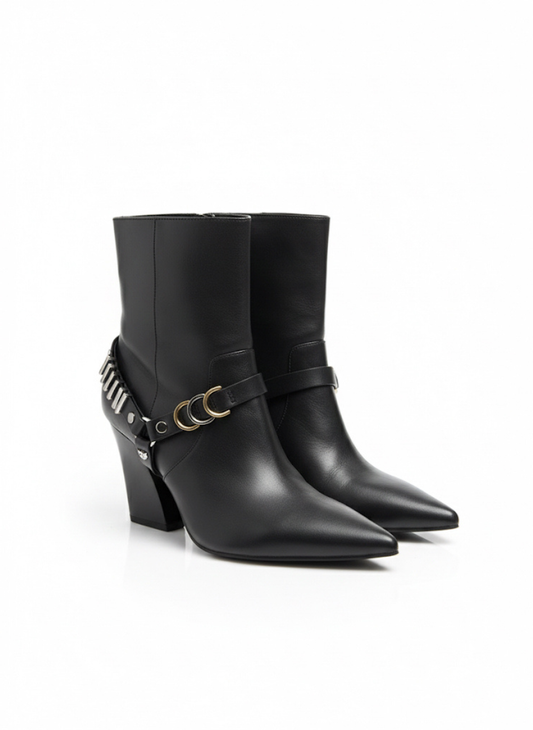 PINKO botki czarne skórzane