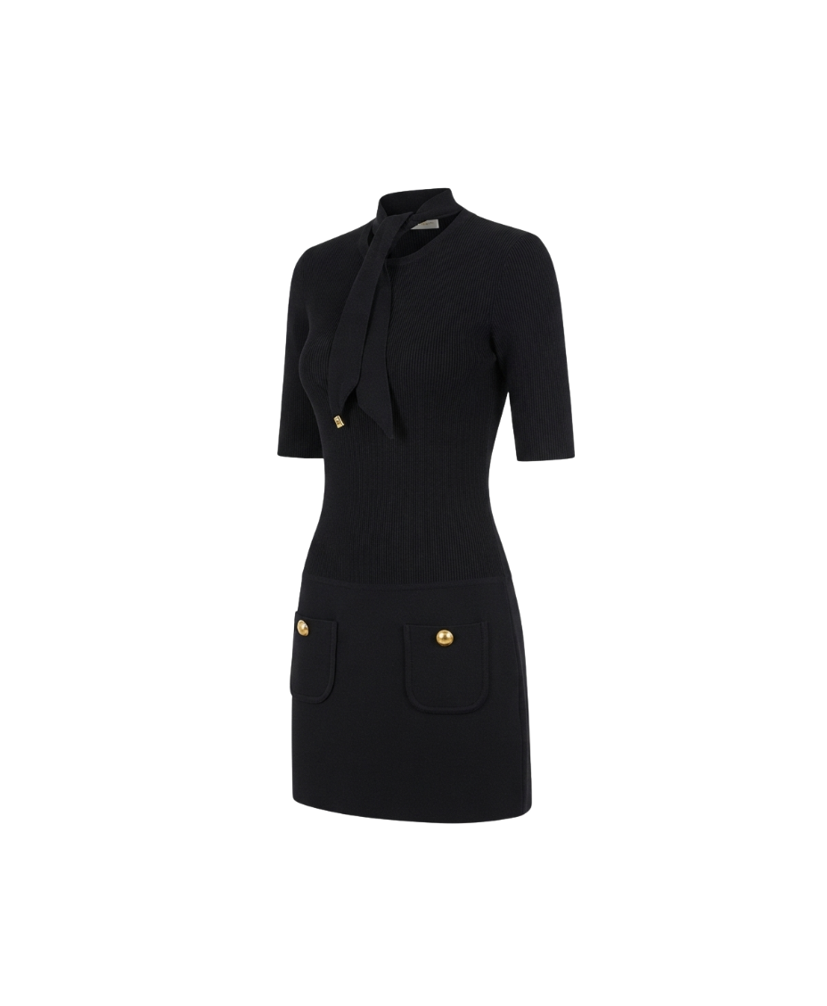 ELISABETTA FRANCHI sukienka dzianinowa mini czarna
