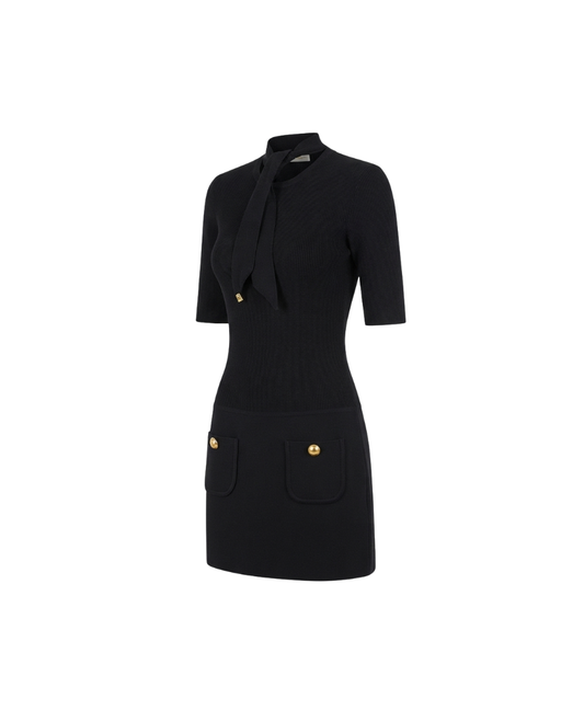 ELISABETTA FRANCHI sukienka dzianinowa mini czarna