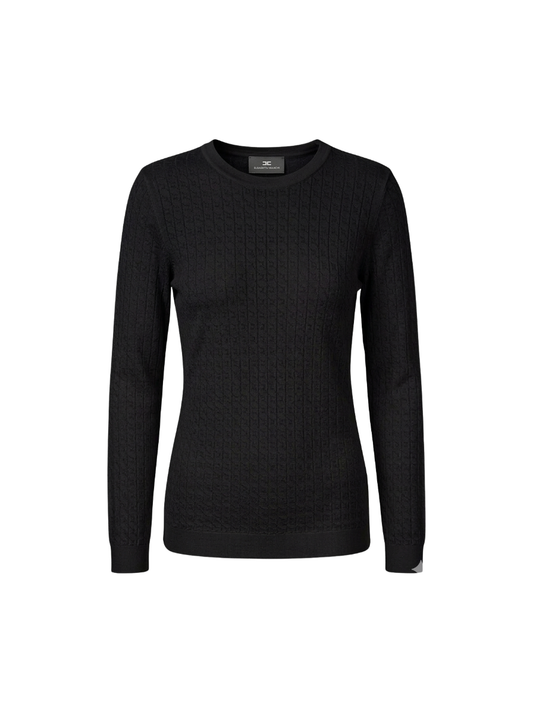 ELISABETTA FRANCHI wełniany sweterek żakardowy czarny