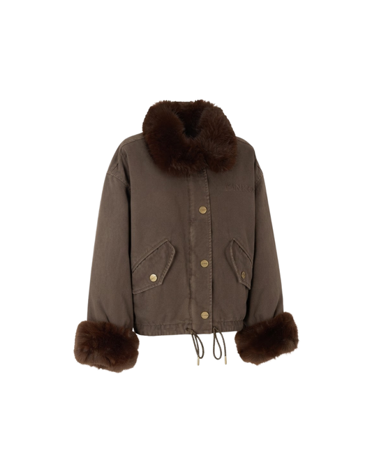PINKO parka GARLATE jeansowa z futrem