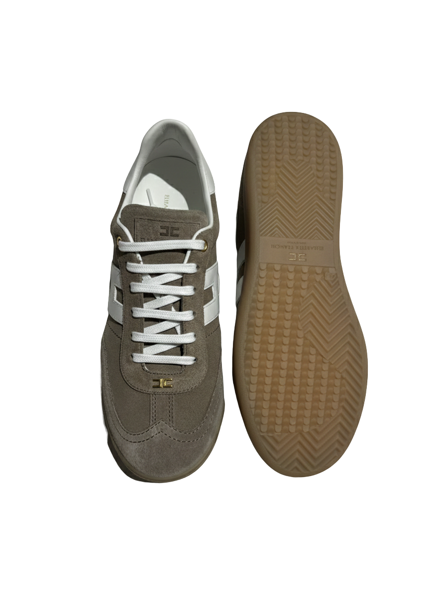ELISABETTA FRANCHI sneakersy zamszowe beżowe