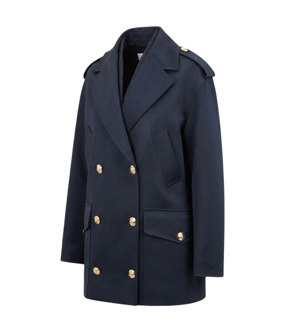 ELISABETTA FRANCHI  płaszcz Scuba Caban relaxed fit granat