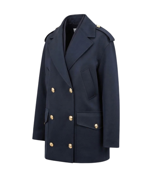 ELISABETTA FRANCHI  płaszcz Scuba Caban relaxed fit granat