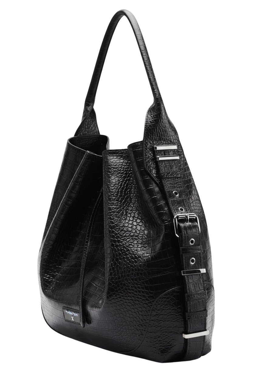 PATRIZIA PEPE torebka ze skóry HORSE BELT BAG czarna