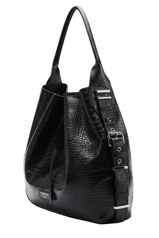 PATRIZIA PEPE torebka ze skóry HORSE BELT BAG czarna