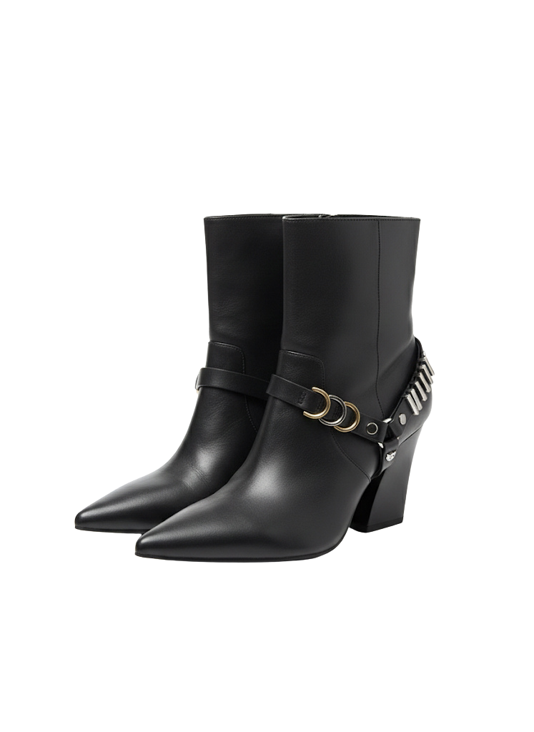 PINKO botki czarne skórzane