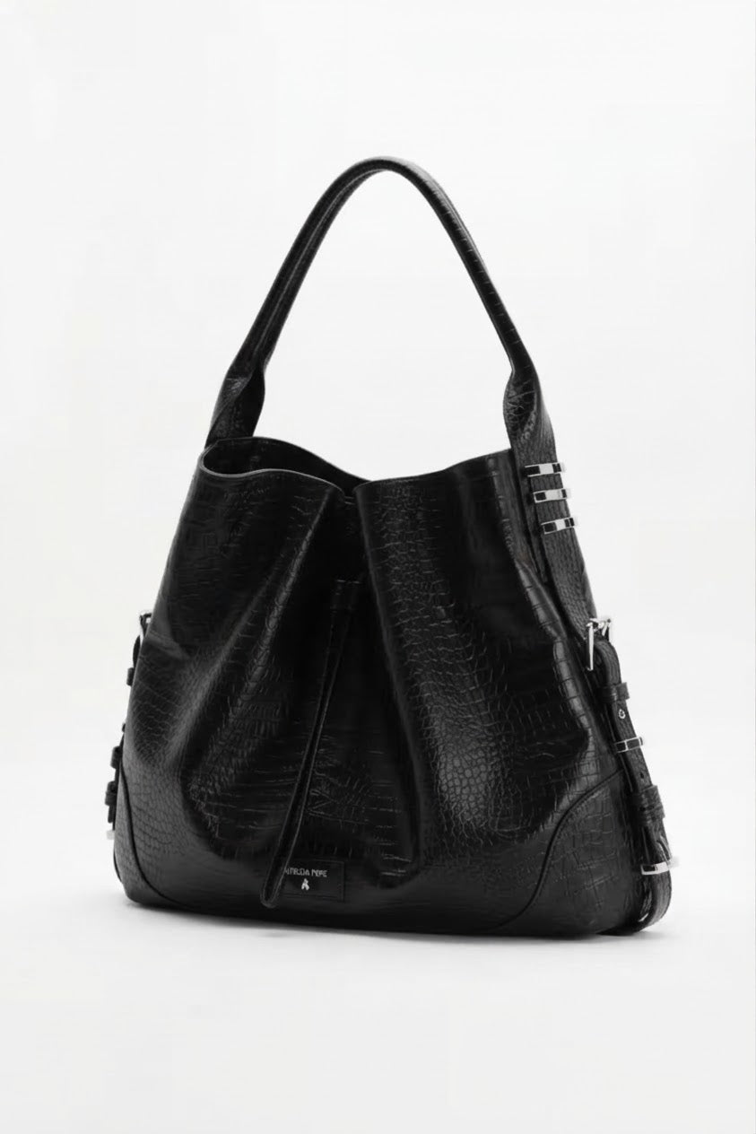 PATRIZIA PEPE torebka ze skóry HORSE BELT BAG czarna