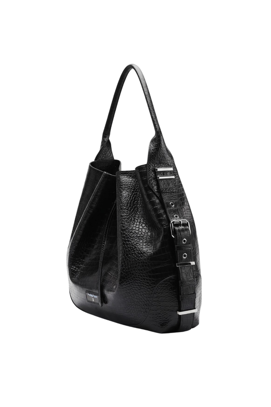 PATRIZIA PEPE torebka ze skóry HORSE BELT BAG czarna