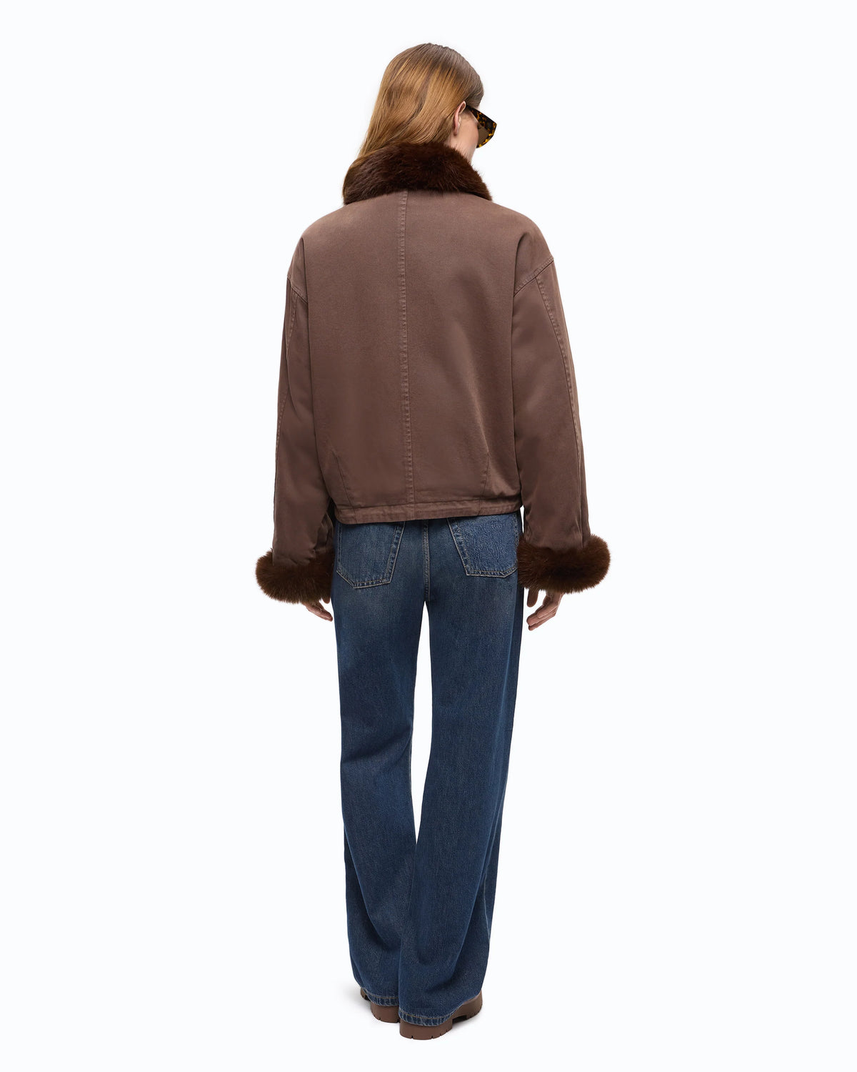 PINKO parka GARLATE jeansowa z futrem